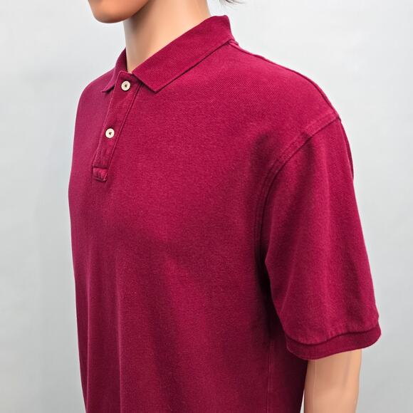 J. Crew Repp Polo Shirt Men XL Burgundy Red Pique Short Sleeve Cotton Mesh - Picture 5 of 11
